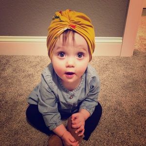 Baby Turban Headwrap Yellow Floral